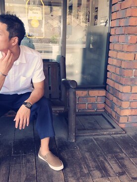 「Bershka（ベルシュカ）のアイテム（シャツ/ブラウス、ホワイト系）」を使った、wingさん（メンズ・174cm）の秋コーディネート