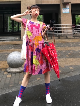 「日系休闲」｜「アイテム（アクセサリー）」を使った、Achaiさん（レディース・163cm）の春コーディネート