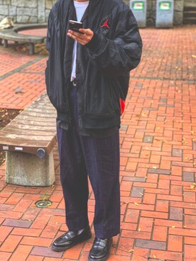 「Jordan」｜「アイテム（ナイロンジャケット）」を使った、TaKさん（メンズ・172cm）の冬コーディネート