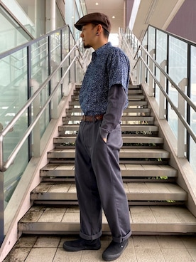 「AVIREX（アヴィレックス）のアイテム（ハンチング/ベレー帽）」を使った、タイチさん（メンズ・178cm）の春コーディネート
