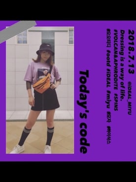 「パープル×黒」｜「アイテム（レッグウェア）」を使った、MIYU【iDEAL】さん（レディース・159cm）の夏コーディネート