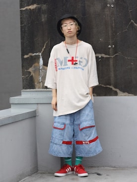 「MARITHE + FRANCOIS GIRBAUD（マリテフランソワジルボー）のアイテム（Tシャツ/カットソー）」を使った、🐲さん（メンズ・162cm）の夏コーディネート