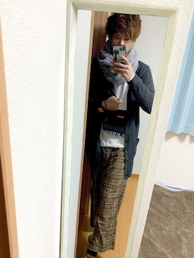 「SOYOUS（ソユーズ）のアイテム（パンツ）」を使った、るるさん（メンズ・186cm）の冬コーディネート