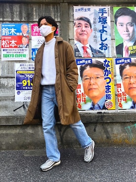 「Levi's」｜「アイテム（トレンチコート）」を使った、ayortaさん（メンズ・165cm）の冬コーディネート