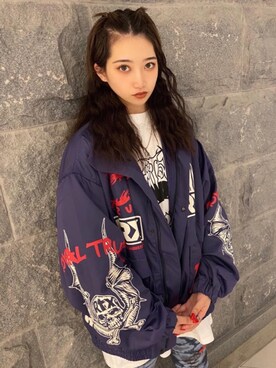 「ロックコーデ」｜「アイテム（ブルゾン）」を使った、みるさん（レディース・156cm）の夏コーディネート