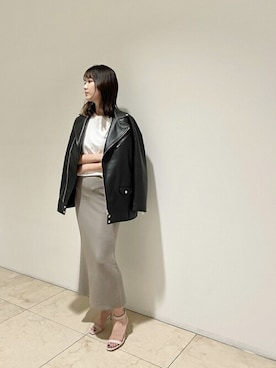 「Whim Gazette（ウィムガゼット）のアイテム（ライダースジャケット）」を使った、WhimGazette_officialさん（レディース・165cm）の冬コーディネート