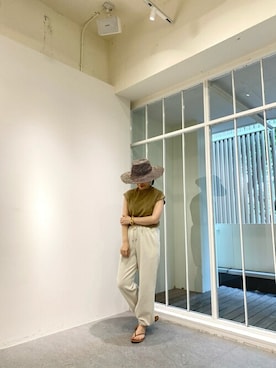 「Whim Gazette（ウィムガゼット）のアイテム（帽子）」を使った、WhimGazette_officialさん（レディース・156cm）の春コーディネート