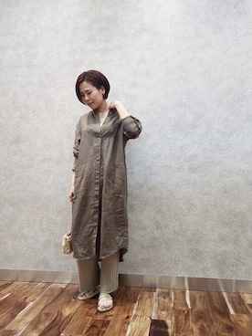 「Whim Gazette（ウィムガゼット）のアイテム（シャツワンピース）」を使った、WhimGazette_officialさん（レディース・163cm）の春コーディネート