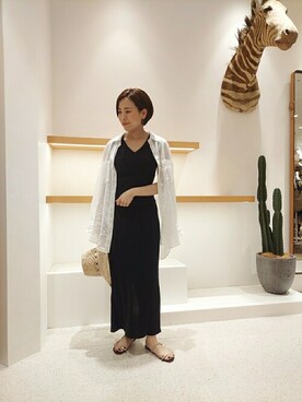 「リネンシャツ」｜「アイテム（セットアップ）」を使った、WhimGazette_officialさん（レディース・163cm）の春コーディネート