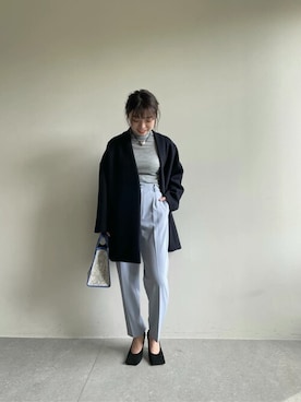 「Whim Gazette（ウィムガゼット）のアイテム（ノーカラーコート）」を使った、WhimGazette_officialさん（レディース・158cm）の秋コーディネート