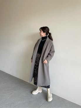 「Whim Gazette（ウィムガゼット）のアイテム（チェスターコート）」を使った、WhimGazette_officialさん（レディース・158cm）の秋コーディネート