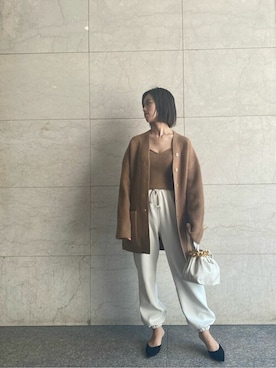 「アイテム（チューブトップ、イエロー系）」を使った、WhimGazette_officialさん（レディース・161cm）の秋コーディネート