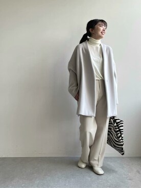「Whim Gazette（ウィムガゼット）のアイテム（ノーカラーコート）」を使った、WhimGazette_officialさん（レディース・158cm）の秋コーディネート