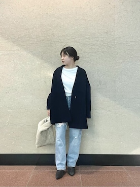 「Whim Gazette（ウィムガゼット）のアイテム（ノーカラーコート）」を使った、WhimGazette_officialさん（レディース・151cm）の秋コーディネート