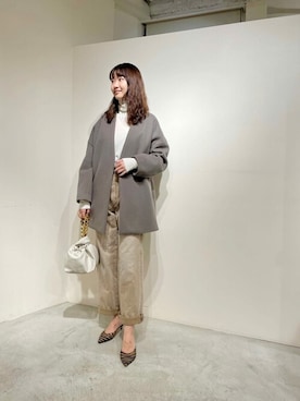 「Whim Gazette（ウィムガゼット）のアイテム（ノーカラーコート）」を使った、WhimGazette_officialさん（レディース・165cm）の秋コーディネート
