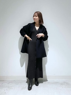 「Whim Gazette（ウィムガゼット）のアイテム（ノーカラーコート）」を使った、WhimGazette_officialさん（レディース・156cm）の秋コーディネート
