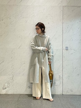 「Whim Gazette（ウィムガゼット）のアイテム（ノーカラーコート）」を使った、WhimGazette_officialさん（レディース・162cm）の秋コーディネート