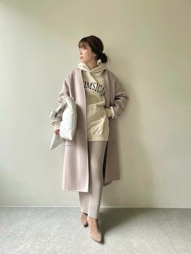 「Whim Gazette（ウィムガゼット）のアイテム（ノーカラーコート）」を使った、WhimGazette_officialさん（レディース・158cm）の秋コーディネート