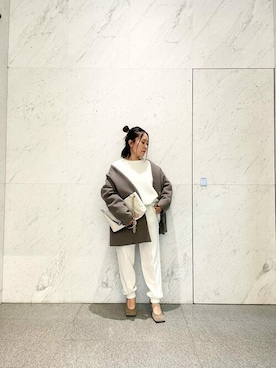 「Whim Gazette（ウィムガゼット）のアイテム（ノーカラーコート）」を使った、WhimGazette_officialさん（レディース・149cm）の秋コーディネート