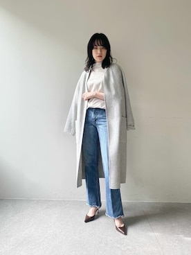 「Whim Gazette（ウィムガゼット）のアイテム（ノーカラーコート）」を使った、WhimGazette_officialさん（レディース・167cm）の秋コーディネート