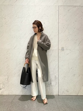 「Whim Gazette（ウィムガゼット）のアイテム（チェスターコート）」を使った、WhimGazette_officialさん（レディース・162cm）の冬コーディネート