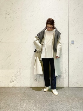 「Whim Gazette（ウィムガゼット）のアイテム（ノーカラーコート）」を使った、WhimGazette_officialさん（レディース・162cm）の冬コーディネート