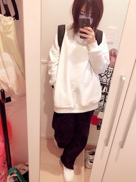 「ゆるゆる」｜「アイテム（スウェット）」を使った、YUKI♡124さん（レディース・157cm）の秋コーディネート