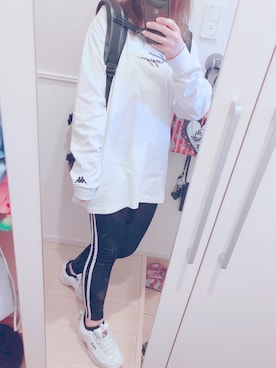 「アイテム（レギンス/スパッツ）」を使った、YUKI♡124さん（レディース・157cm）の春コーディネート