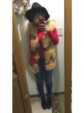 「アイテム（その他トップス、ブラウン系）」を使った、ayakaさん（レディース・157cm）の秋コーディネート