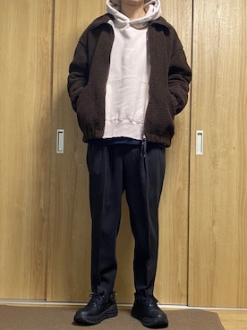 「stein（シュタイン）のアイテム（パーカー）」を使った、NikuYAさん（メンズ・176cm）の秋コーディネート