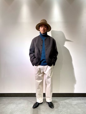 「STETSON（ステットソン）のアイテム」を使った、榎本爽太さん（メンズ・168cm）の冬コーディネート
