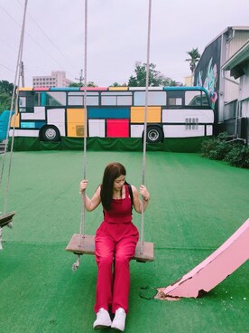 「AIR SPACE（エアースペース）のアイテム（つなぎ/オールインワン）」を使った、夏さん（レディース・164cm）の秋コーディネート