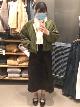 「MUJI」｜「アイテム（ブルゾン）」を使った、im.amb_erさん（レディース・167cm）の冬コーディネート