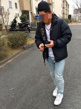 「UNIQLO（ユニクロ）のアイテム（ダウンジャケット/コート、ブラック系）」を使った、yukiさん（レディース・160cm）の春コーディネート