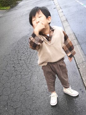 「CONVERSE（コンバース）のCONVERSE:CHILD ALL STAR N Z OX（スニーカー、ホワイト系）」を使った、yukiさん（レディース・160cm）の秋コーディネート