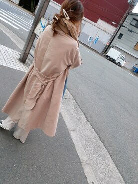 「GLOBAL WORK（グローバルワーク）のフロントスリットパンツ/848201（その他パンツ、ホワイト系）」を使った、yukiさん（レディース・160cm）の冬コーディネート