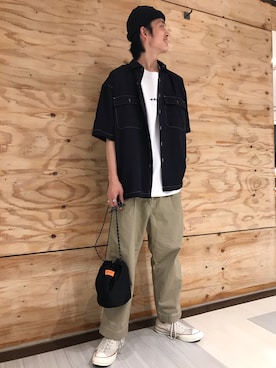 「RAGEBLUE（レイジブルー）のアイテム（ハンドバッグ）」を使った、浦上【RAGEBLUE】さん（メンズ・180cm）の夏コーディネート