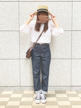「chocomee（チョコミー）のアイテム（帽子）」を使った、🌻sunny🌻さん（レディース・155cm）の夏コーディネート