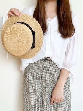 「chocomee（チョコミー）のアイテム（帽子）」を使った、🌻sunny🌻さん（レディース・155cm）の春コーディネート