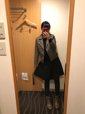「179/WG NICOLE CLUB（イチナナキュウ/ダブルジー）のアイテム（ライダースジャケット）」を使った、りぃさん（レディース・163cm）の秋コーディネート