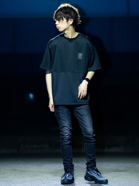 「CAMP7（キャンプセブン）の【CAMP7】エンボスロゴＴシャツ（Tシャツ/カットソー）」を使った、ガワさん（メンズ・175cm）の春コーディネート