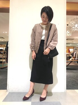 「アイテム（その他アウター、ピンク系）」を使った、nanaさん（レディース・153cm）の秋コーディネート