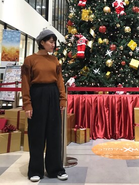 「フリンジ」｜「アイテム（ハンチング/ベレー帽）」を使った、nanaさん（レディース・153cm）の秋コーディネート