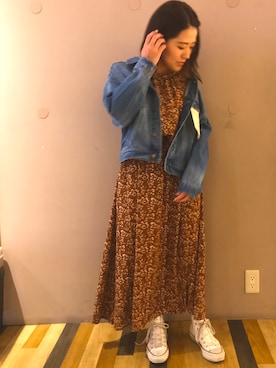 「USAコットン」｜「アイテム（デニムジャケット）」を使った、nanaさん（レディース・153cm）の夏コーディネート