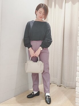 「earth music&ecology（アースミュージックアンドエコロジー）のかるいかばん×earth 2way多収納バッグ ＊（トートバッグ）」を使った、nanaさん（レディース・153cm）の秋コーディネート