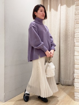 「ボリュームニット」｜「アイテム（バッグ）」を使った、nanaさん（レディース・153cm）の冬コーディネート