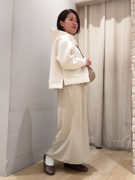 「Aラインスカート」｜「アイテム（トートバッグ）」を使った、nanaさん（レディース・153cm）の冬コーディネート