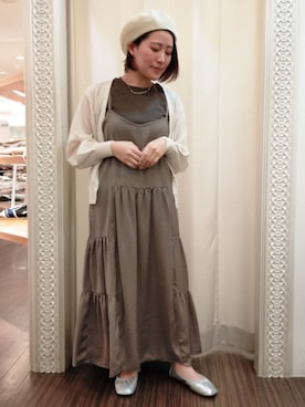 「春カラー」｜「アイテム（ハンチング/ベレー帽）」を使った、nanaさん（レディース・153cm）の春コーディネート