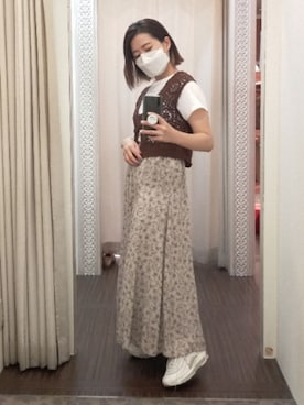 「かぎあみベスト」｜nanaさん（レディース・153cm）の夏コーディネート