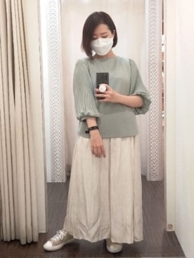 「光沢スカート」｜nanaさん（レディース・153cm）の秋コーディネート